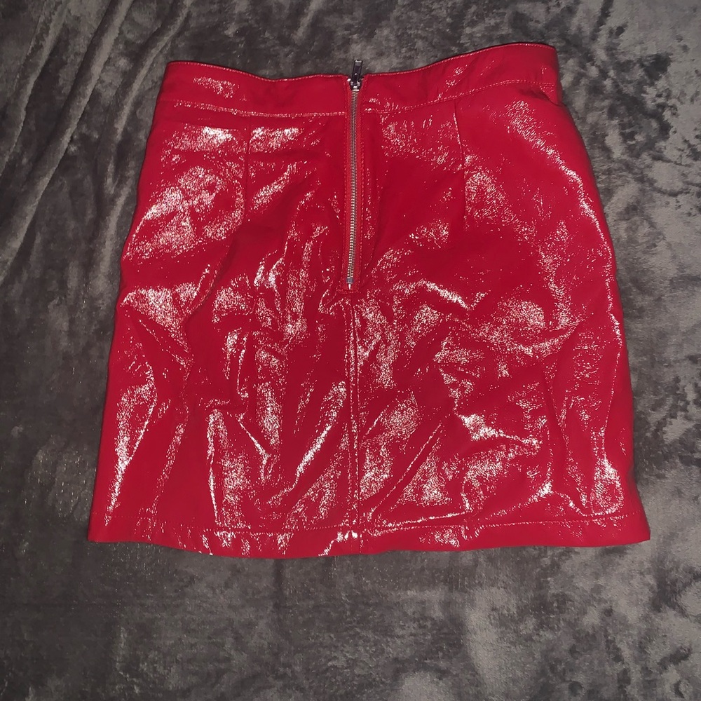 Red latex skirt